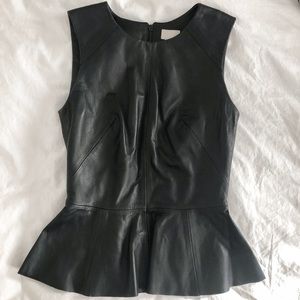 H&M Premium Studio Leather Peplum Top Size 2